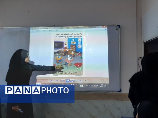 مانور زلزله در مدرسه شهید محمد آسوده روستای دهنو شهرستان خلیل آباد