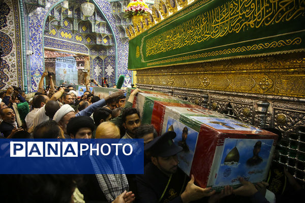 وداع مردم قم با پیکرهای مطهر 6 شهید حمله ناجوانمردانه رژیم صهیونیستی 