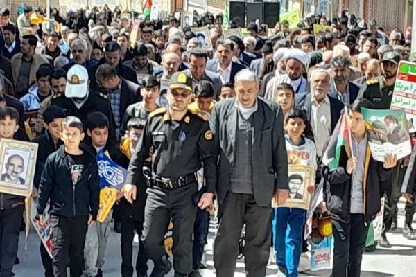 شهر وردنجان یک‌صدا به حمایت از فلسطین برخاست