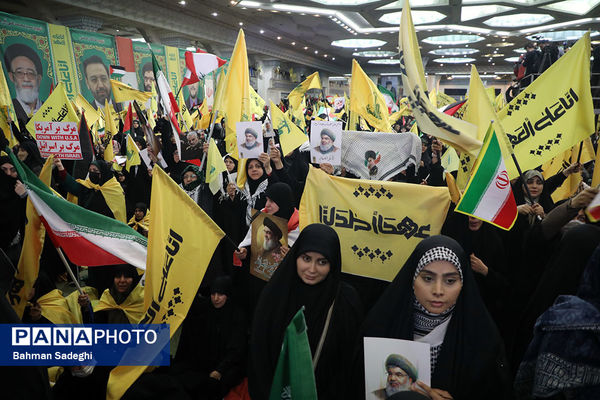 مراسم گرامیداشت شهید سیدحسن نصرالله همزمان با تشییع شهدا در لبنان - تهران