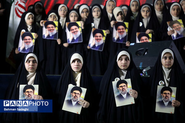مراسم گرامیداشت شهید سیدحسن نصرالله همزمان با تشییع شهدا در لبنان - تهران