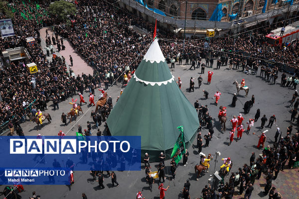 خیمه‌سوزان ظهر عاشورا در چهارراه گلوبندک تهران