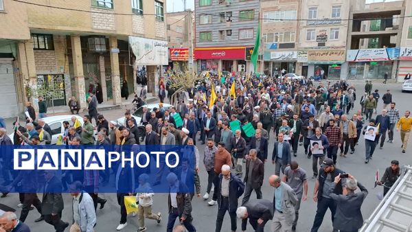 مردم ملارد در حمایت از آرمان‌های فلسطین به خیابان‌ها آمدند 