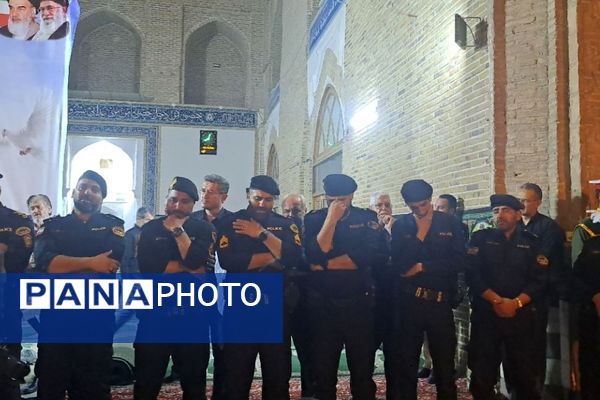 مراسم وداع با شهید امنیت هادی میرآبادی در مسجد جامع شهرستان نیشابور 