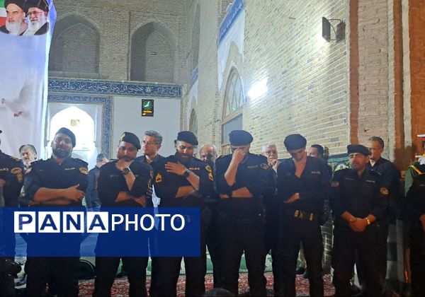 مراسم وداع با شهید امنیت هادی میرآبادی در مسجد جامع شهرستان نیشابور 