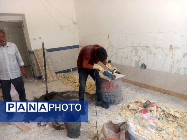 بازسازی و ترمیم دیوارهای فرسوده دبستان شهید نجفی فدافن