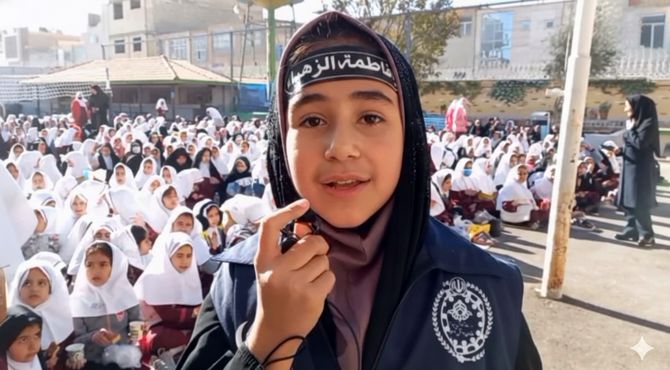 سوگواری فاطمی با برپایی موکب در دبستان دخترانه معلم