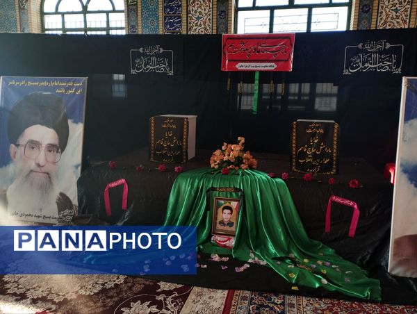 تشییع پیکر شهید گمنام به دست دانش آموزان و مردم روستای جابوز