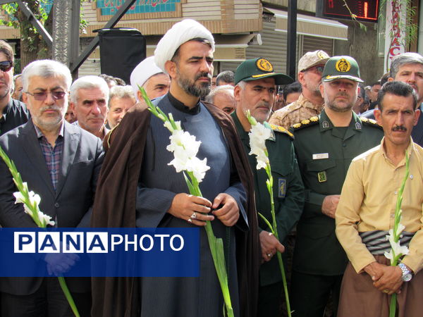 خروش بی‌نظیر سنندج در بدرقه شهید آسمانی رضا بسطامی
