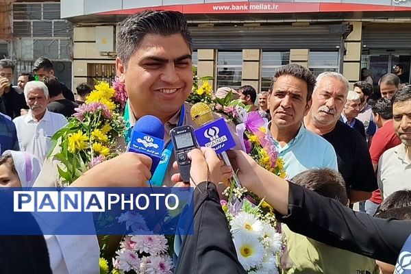 استقبال مسئولان و مردم از هادی نقابی تکواندوکار فاروجی