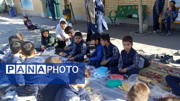 ترویج تغذیه سالم با برگزاری اردوی حیاطی در دبستان فطرت