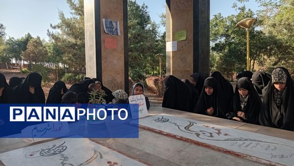 قرائت زیارت عاشورا در مزار شهدای گمنام شهر رباط‌سنگ 