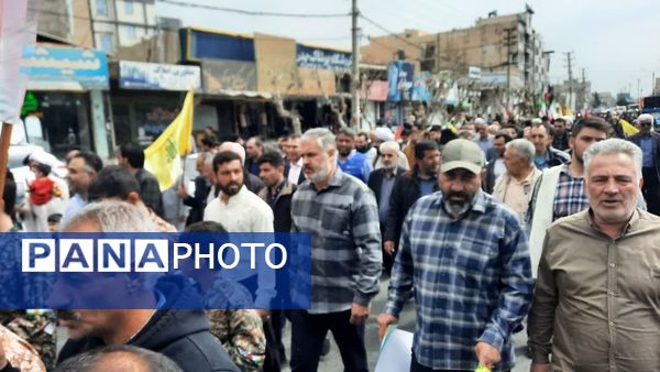 مردم صفادشت ملارد در حمایت از قدس شریف به خیابان‌ها آمدند