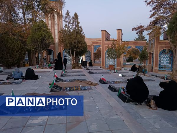 دختران شاهد فاطمه‌زهرا(س) در گلزار شهدا، قبور مطهر را به رنگ عشق آراستند