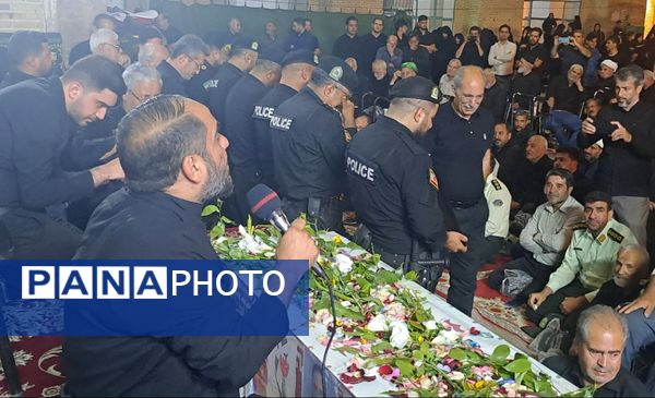 مراسم وداع با شهید امنیت هادی میرآبادی در مسجد جامع شهرستان نیشابور 