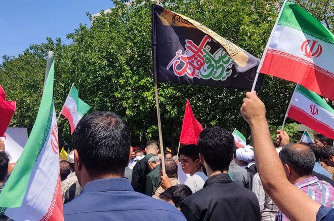 راهپیمایی نمازگزاران بجنوردی در محکومیت جنایات رژیم صهیونسیتی