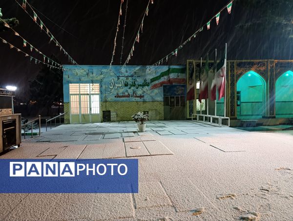 حال و هوای گلزار شهدا با بارش برف الهی