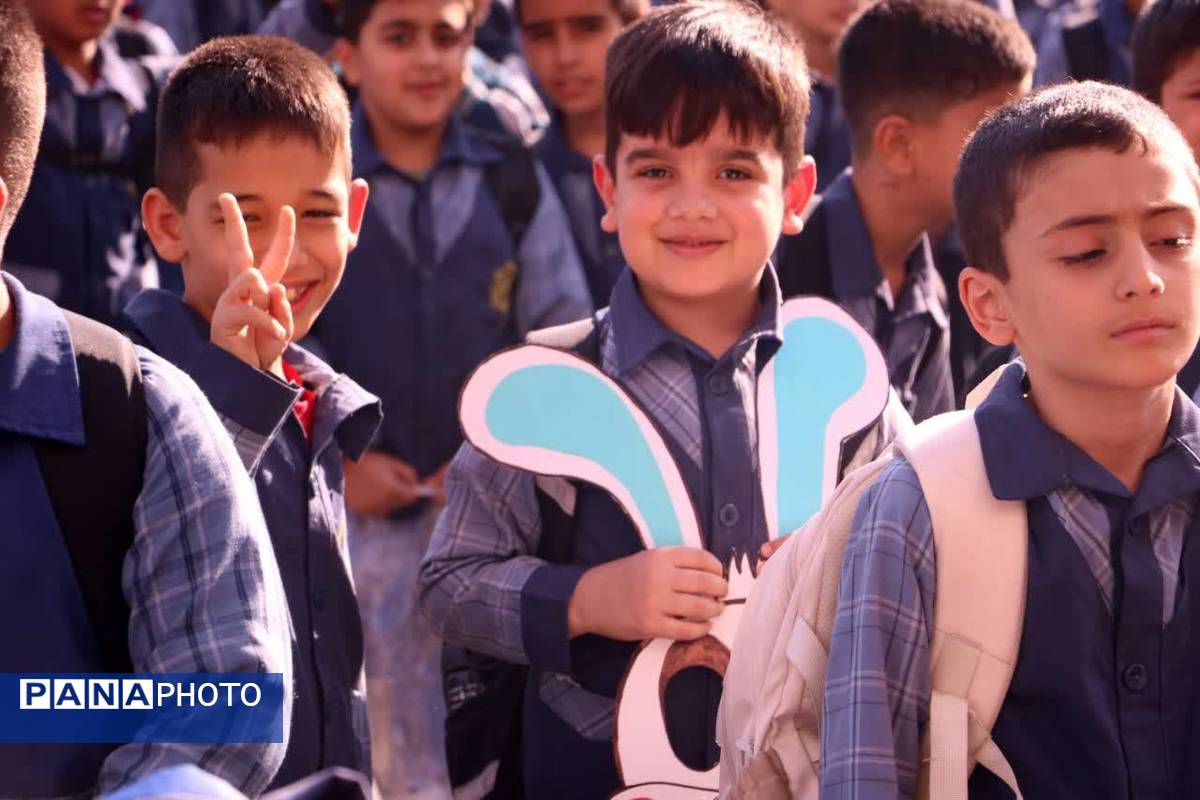 صبحگاه دانش‌آموزی در دبستان قلمچی گرگان