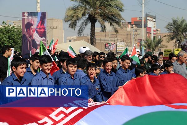 دانش آموزان اهوازی انزجار از استکبار جهانی را در قاب دوربین پانا ثبت کردند