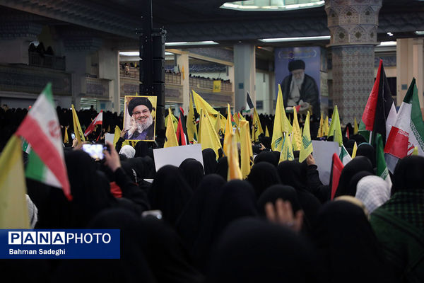 مراسم گرامیداشت شهید سیدحسن نصرالله همزمان با تشییع شهدا در لبنان - تهران