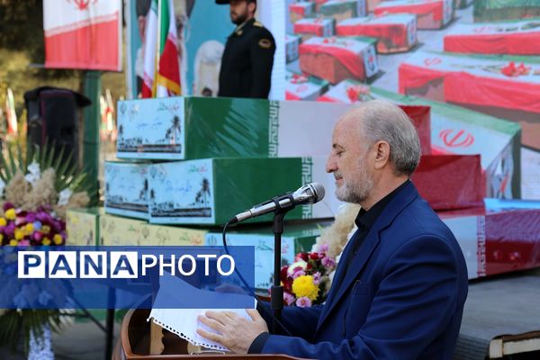 آیین استقبال از پیکرهای مطهر شهدای گمنام در بهشت معصومه(س)