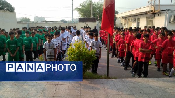 هفته تربیت‌بدنی و ورزش در صف صبحگاهی مدرسه جوادالائمه