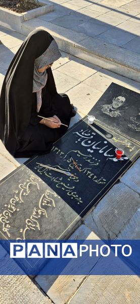 دختران شاهد فاطمه‌زهرا(س) در گلزار شهدا، قبور مطهر را به رنگ عشق آراستند