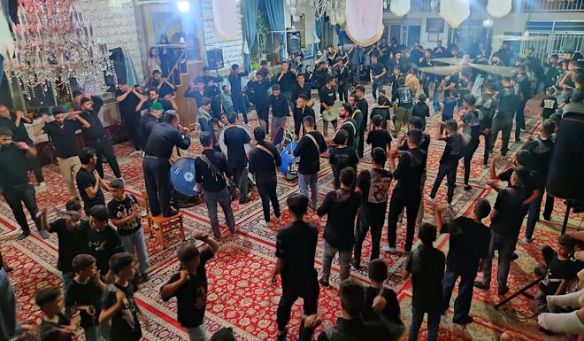 مراسم عزاداری شب عاشورا حسینی در مسجد جامع شهر بار 