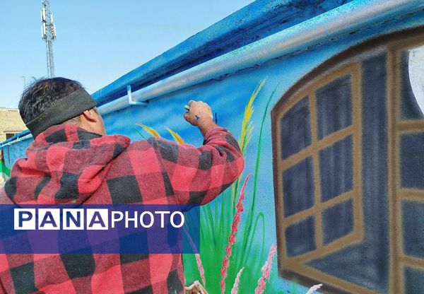 نقاشی دیوارهای آموزشگاه مرحوم حسین نساجیان کاشمر