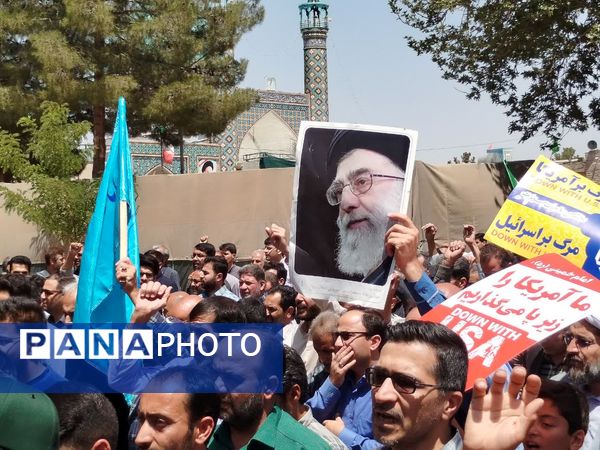 با هدف محکومیت جنایات رژیم کودک کش اسرائیل راهپیمایی جمعه خشم در کاشمر برگزار شد