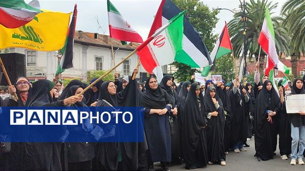 تجمع دانشجویان در اعتراض به حملات آمریکا و اسرائیل در قائمشهر 