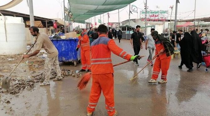 استقرار ۱۵۰ نیروی خدمات شهری برای پاکسازی و خدمات اربعین در شلمچه